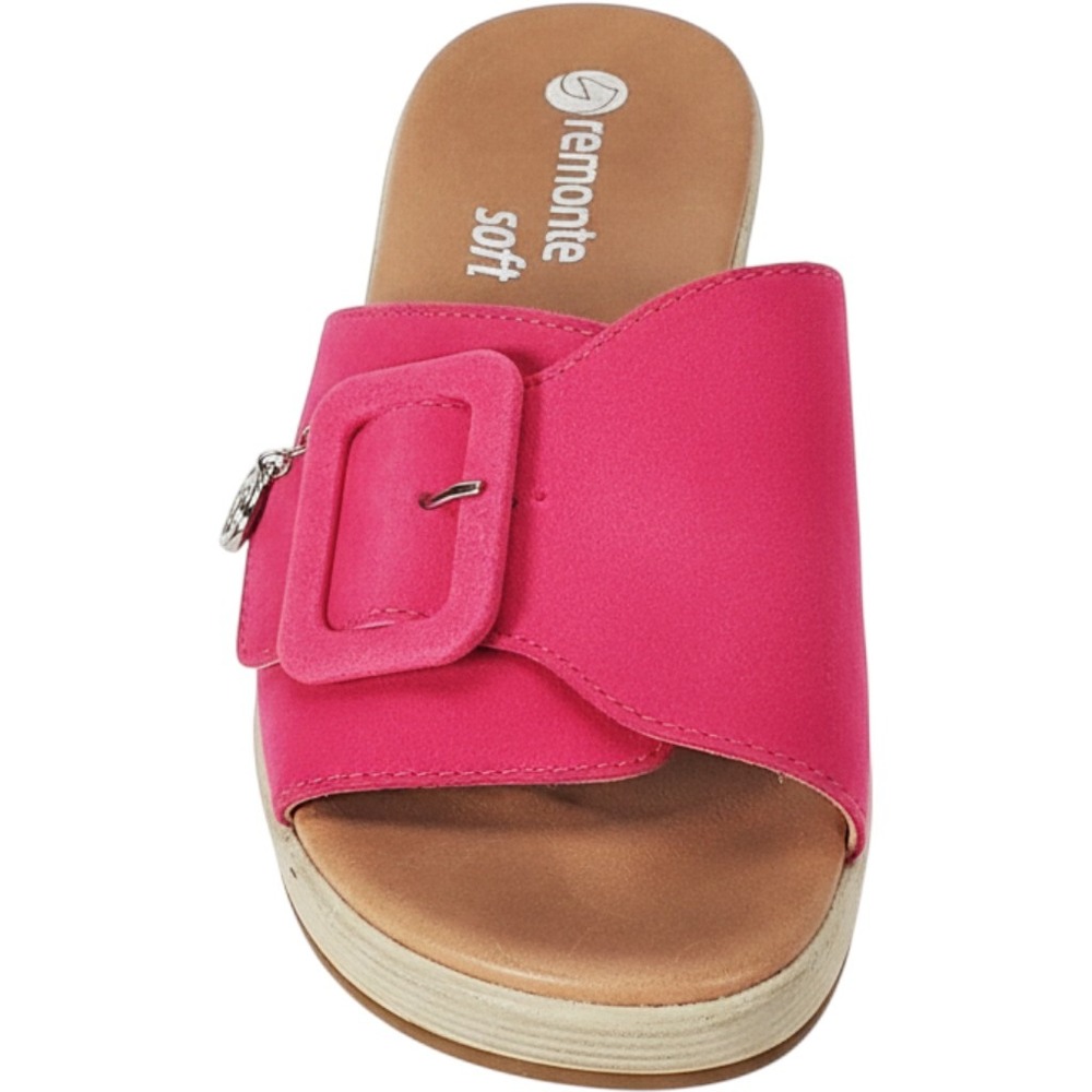 Remonte Soft D0N56-31 Fuchsia Pink Suede Slide Sandals Womens EU 38 Block Heel